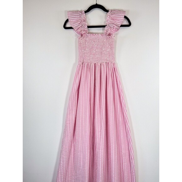 Petal Pup Dress Pink Daniela Striped Midi Smocked Seersucker Fit Flare Size 6 - Picture 5 of 11